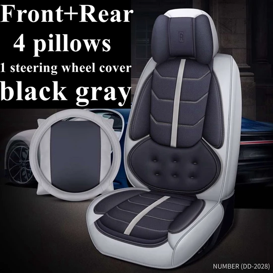 black gray Dingdian Передний+ задний Чехол для сидения автомобиля набор для Toyota RAV4 Avensis CHR Avensis t25 Camry 4runner Reiz Land Cruiser AVALON Королла - Название цвета: black gray