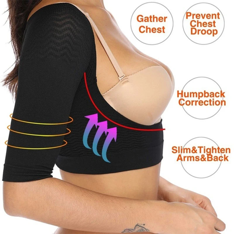 Upper Arm Shaper Women Shoulder Slimmer Compression Shapewear Sleeves Body Shaper Humpback Posture Corrector Back Support Tops