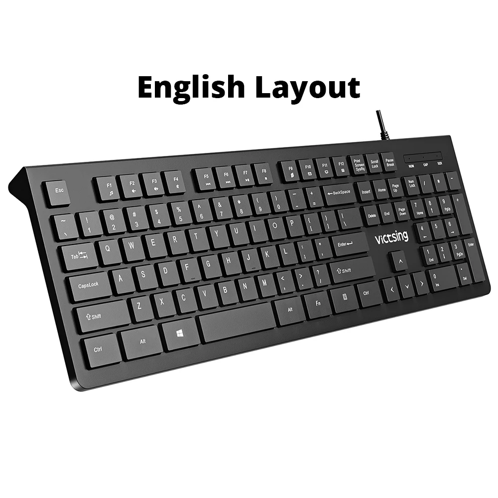 VicTsing PC206 Проводная клавиатура 104 Keycaps USB клавиатура с 12 мультимедийными ярлыками для ПК ноутбук - Цвет: English Keyboard