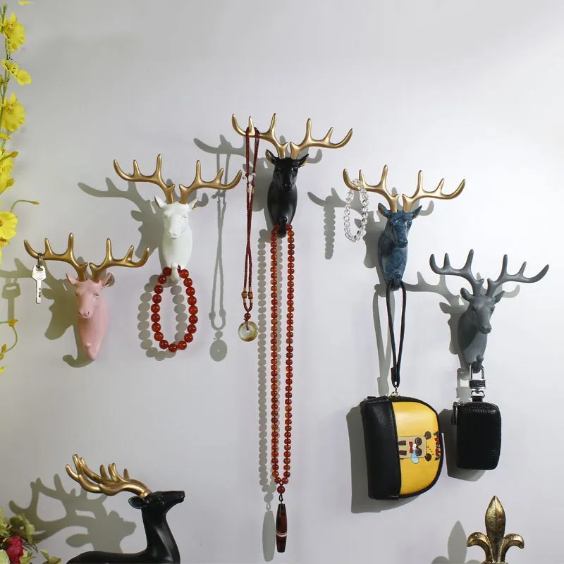 

Nordic Simple Animal Head Mural Hook Creative American Wall Decoration Coat Hook Behind Door Key Hook Home Decoration
