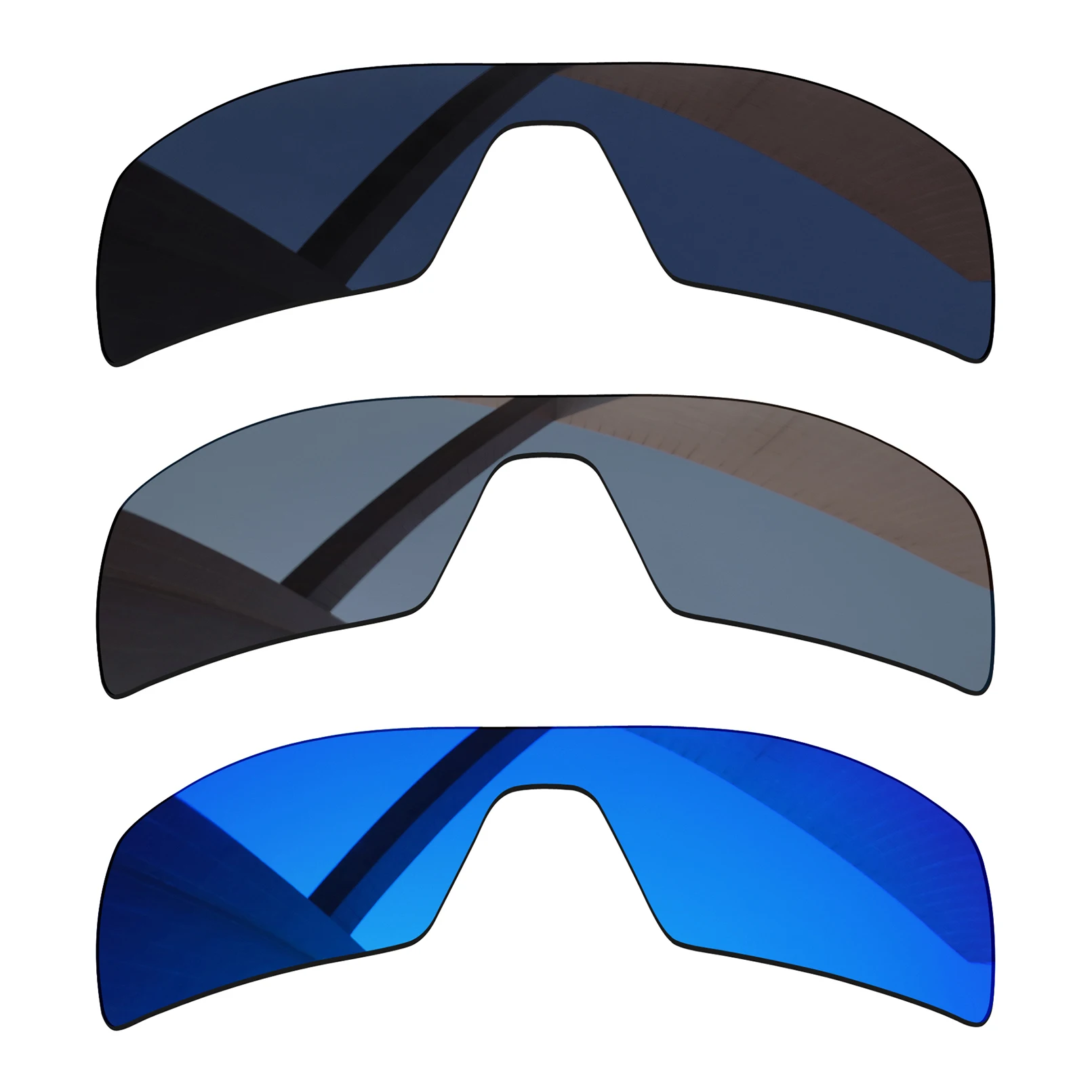 

Bsymbo 3 Pieces Pitch Black & Winter Sky & Sliver Grey Polarized Replacement Lenses for-Oakley Oil Rig Frame