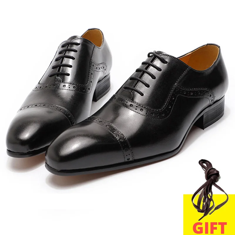 Модные Роскошные Мужские модельные туфли из натуральной кожи; цвет черный, красный; острый носок; официальная оксфордская обувь вечерние свадебные туфли на шнуровке; мужская обувь - Цвет: Black