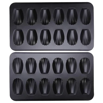 

Non-Stick Madeleine Pot, Baking Mold 12 with Shell Cake Baking Tray Chocolate Non-Stick Baking Tray, Used for Oven Baking Black