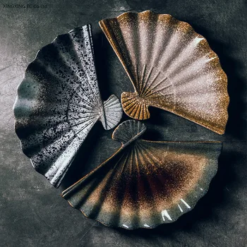 

12 Inch Creative Fan-shaped Sushi Steak Plate High-end Tableware Sushi Ceramic Plate Exquisite Tableware Kitchen Supplies
