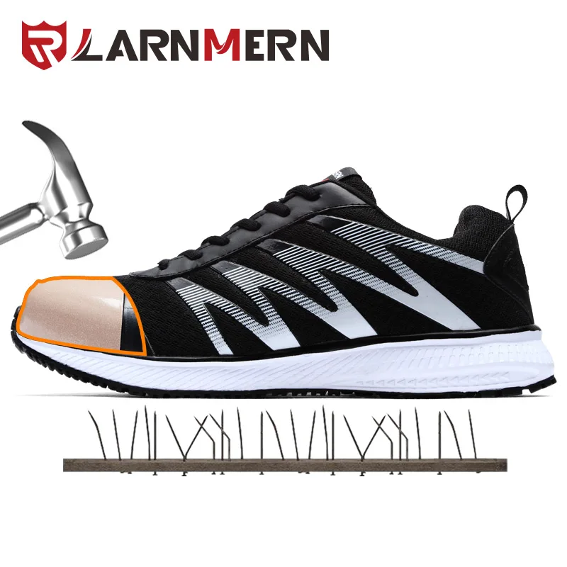

LARNMERN Men's Work Safety Shoes Steel Toe Construction Sneaker Breathable Lightweight Anti-smashing Reflective Non-slip shoe