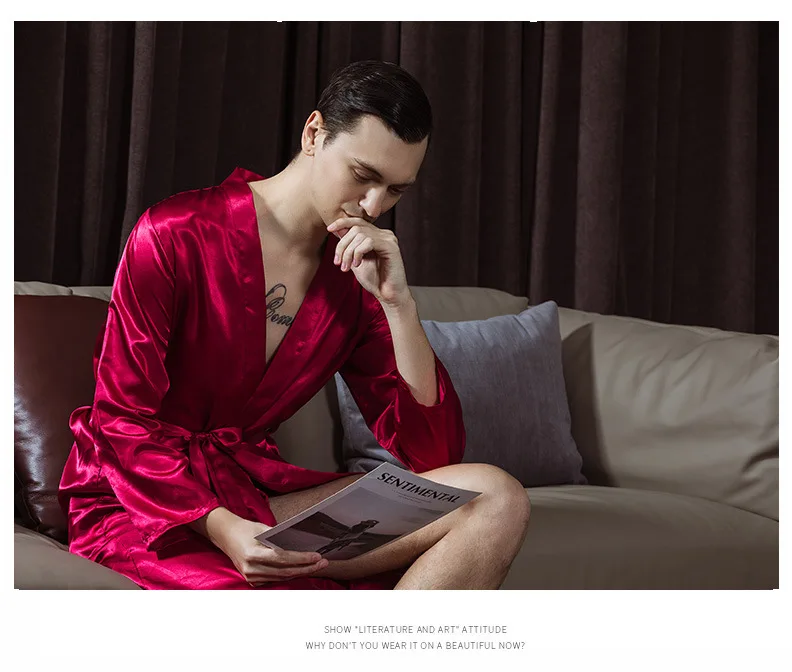 Big Size 3XL Men Embroidery Robe Groom Groomsman Wedding Sleepwear Faux Silk Kimono Gown Male Casual Nightgown Home Wear checkered pajama pants