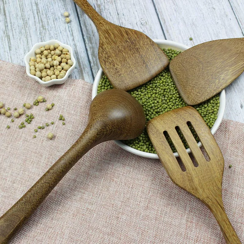 Деревянный Набор посуды для кухни, деревянные ложки для приготовления пищи, инструменты для антипригарной посуды, ручной работы без любой картины