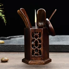 Китайский Ча Дао Набор 6 штук черное дерево чайная утварь китайское кунг-фу чайный сервиз аксессуары чадао шесть джентльменов черное дерево шестигранник Ча Дао