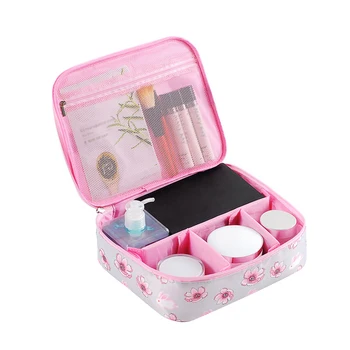 

Organizer Home Waterproof Bathroom Printed Practical Removable Compartment PVC Large Capacity Storage Makeup Bag Travel Portable