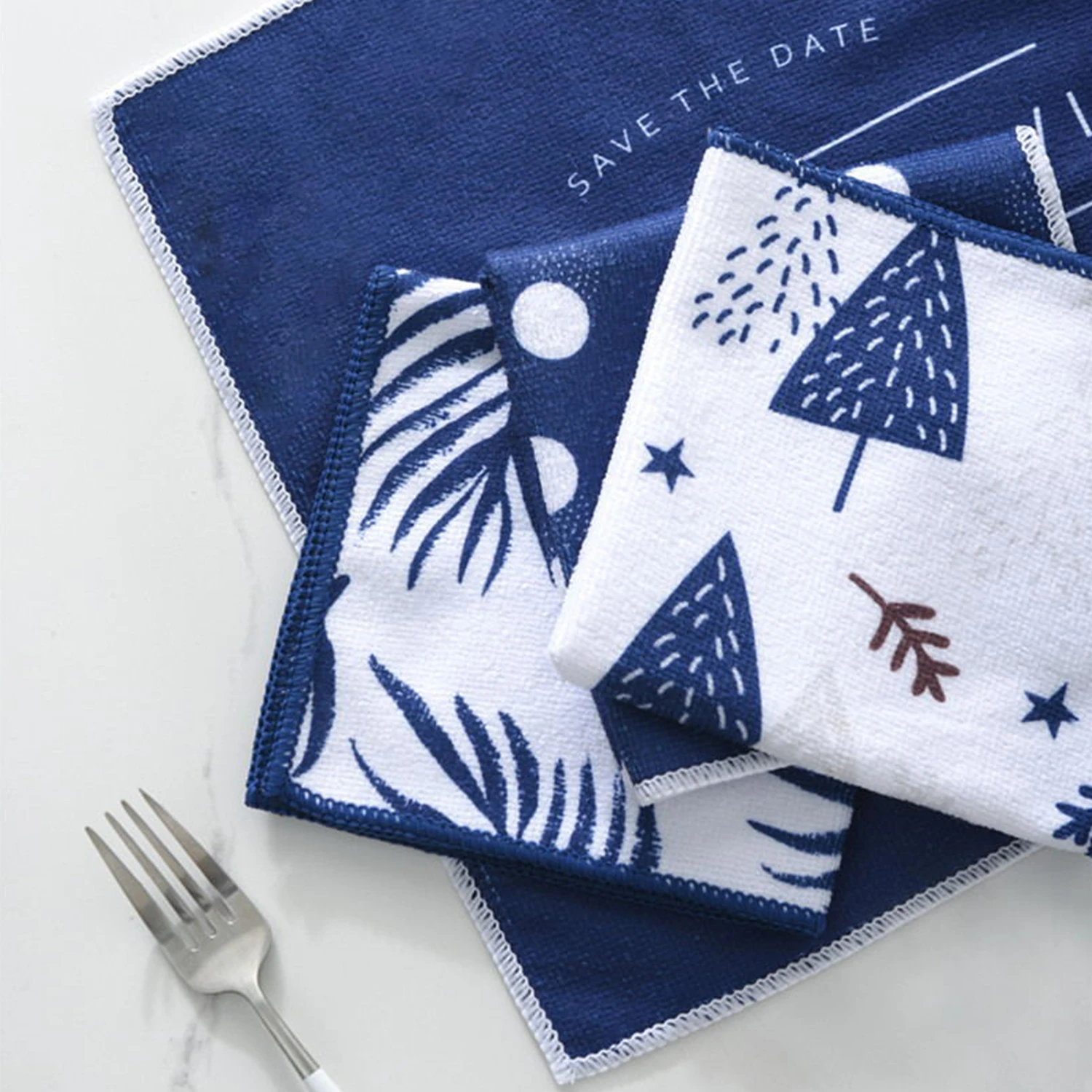 4Pcs/Set Kitchen Towel Dishcloth Scrubbing Terry Dish Cloth Mop Rag Water Absorbent Cleaning Cloth Rags for Kitchen Household