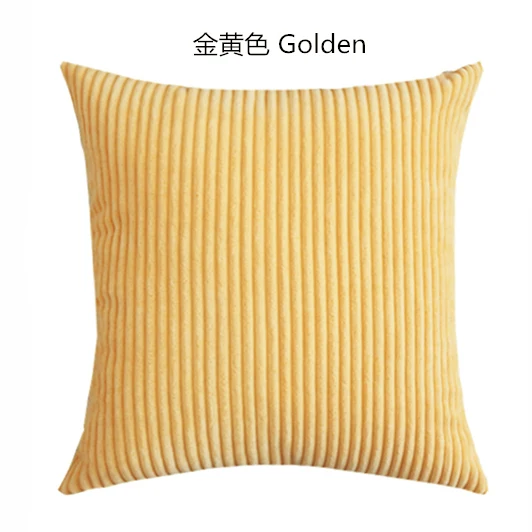 Stripe Golden yellow Полоса из мягкого вельвета плюшевая в клетку однотонная подушка покрытие 40*40 см домашний Декор Диван Подушка Чехол на заказ; большие размеры 35-45x45 50 60 - Цвет: Stripe Golden yellow
