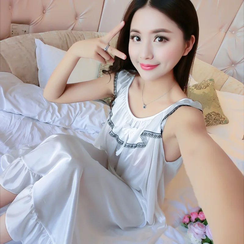 Silk Night Shirts Sleepwear Women Nightdress Lounge Sleep Ladies Nightgown Sexy Nightwear White Home Sleep Loungewear Loose Soft