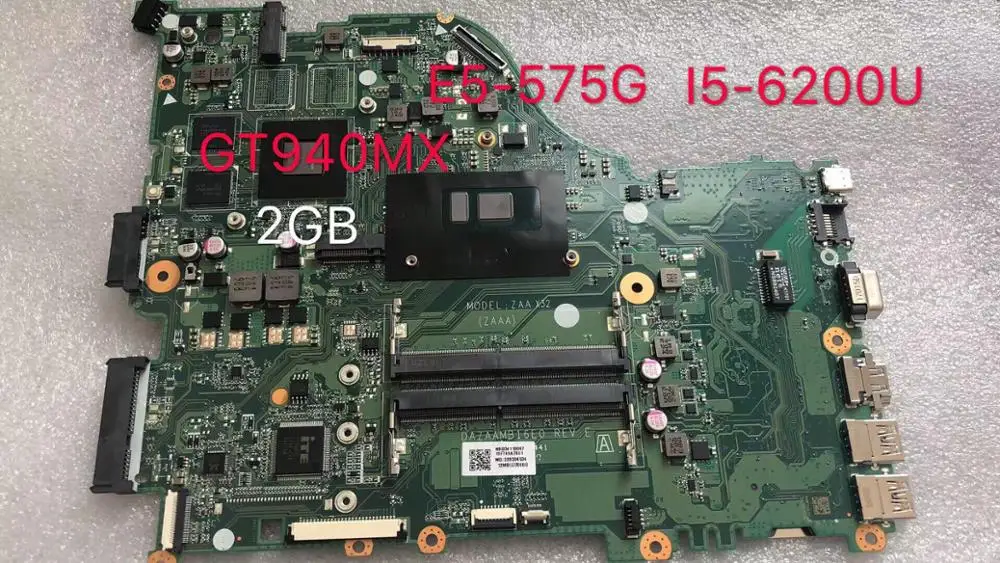 

New motherboard for Acer Aspire E5-575G Laptop Motherboard i5-6200U DA0ZAAMB16E0 GPU N16S-GT1-KA-A2 totalmente testado