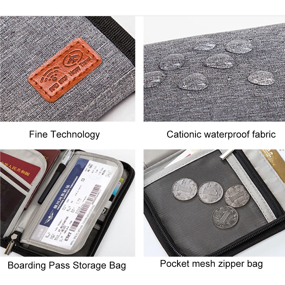 Cena Na świeżym powietrzu akcesoria mody portfel podróżny środków pieniężnych do przechowywania dokumentów saszetka na karty z zamkiem kradzieżą wielofunkcyjny paszport organizator