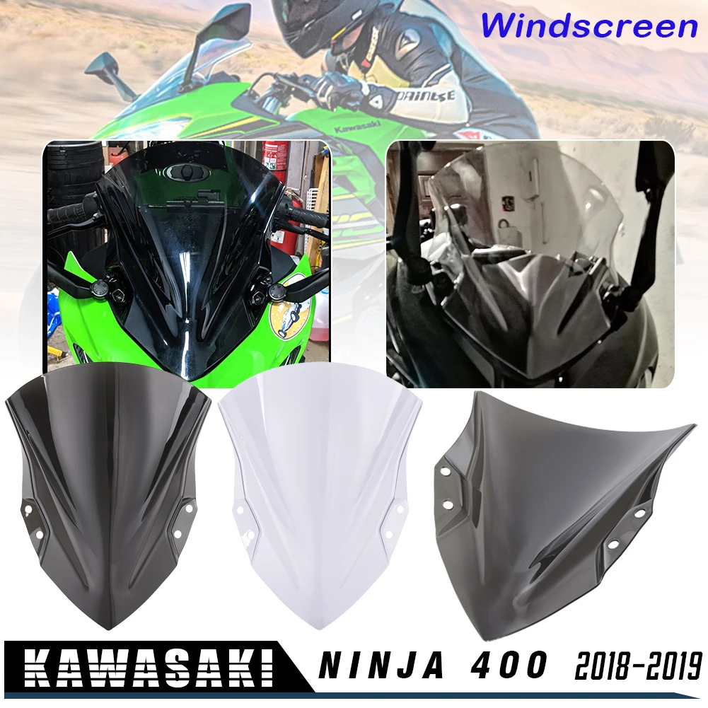 

Motorcycle High Quality PC Plastic Windscreen Windshield Baffle Wind Deflectors for 2018-2019 Kawasaki Ninja 400 Ninja400 18 19