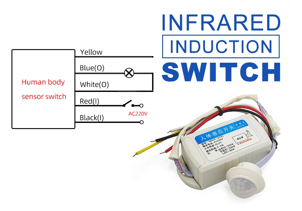 220V 200W PIR Body Infrared Motion Sensor Automatic Switch Infrared IntelligeBCD 220V 200W PIR Body Infrared Motion Sensor Automatic Switch Infrared IntelligeBCD