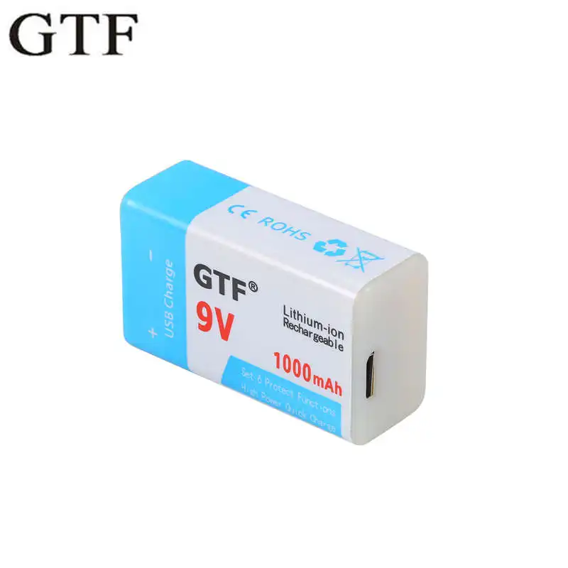 Аккумуляторная батарея GTF USB 9 в 1000 мАч/500 мАч литий ионная аккумуляторная литиевая