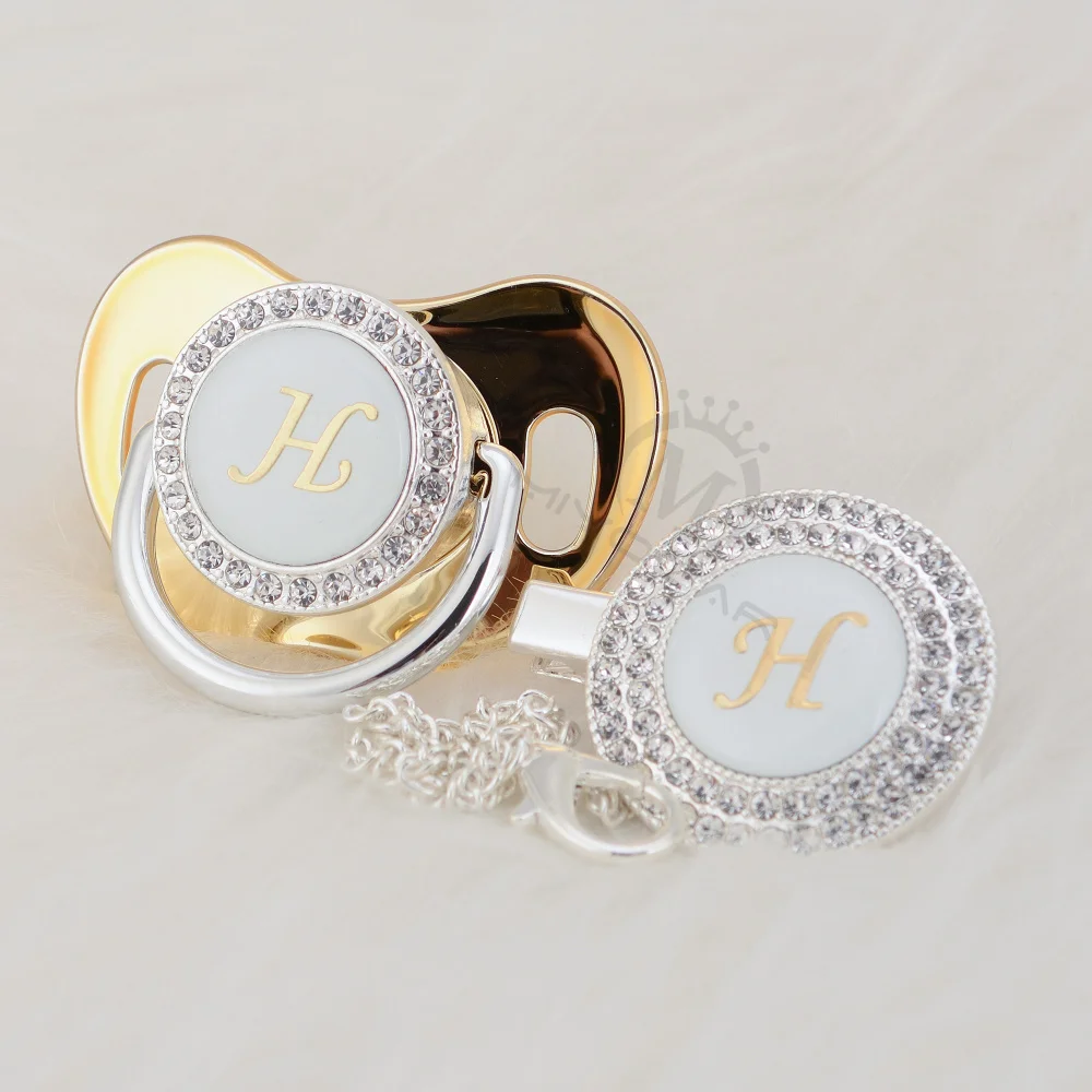 MIYOCAR серебряные инициалы буквы H прекрасный bling соска и клип набор уникальный BPA