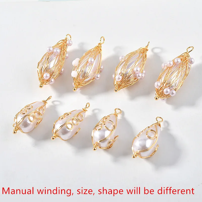 

Min order 10pcs/lot white beads core decoration handmade winding copper charms diy jewelry earring/necklace accessory