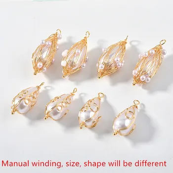 

Min order 10pcs/lot white beads core decoration handmade winding copper charms diy jewelry earring/necklace accessory