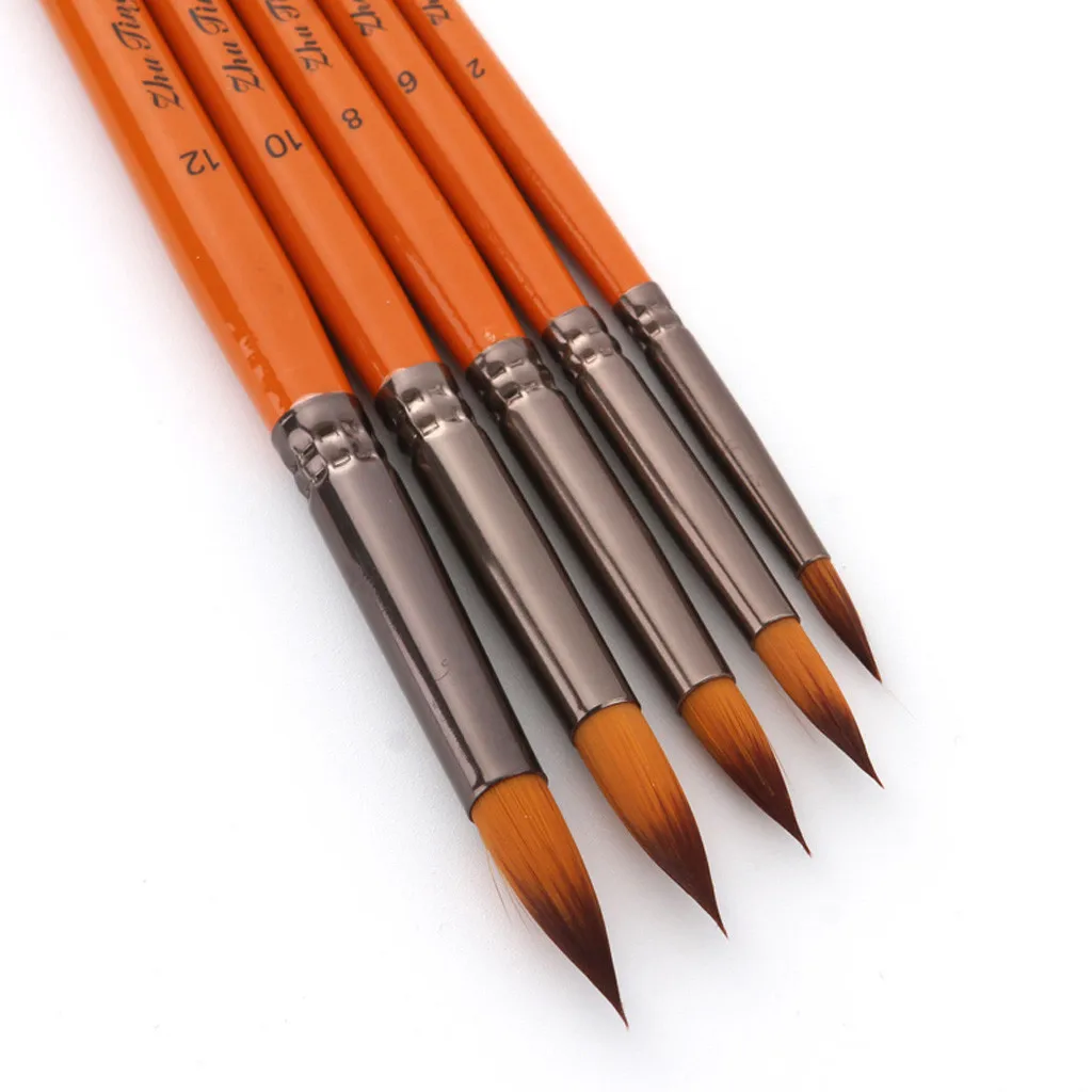 5 artista acuarela pinceles para pintar pincel acrílico plana y Punta Kit de pintura Gouache acrílico pincel para pintar arte suministros dibujar