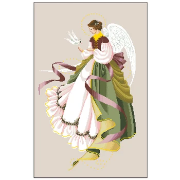 

11/14/16/18/22/25/28 color aida choose Counted Cross Stitch Kit Fairy fay Angel and the Peace Dove Bird