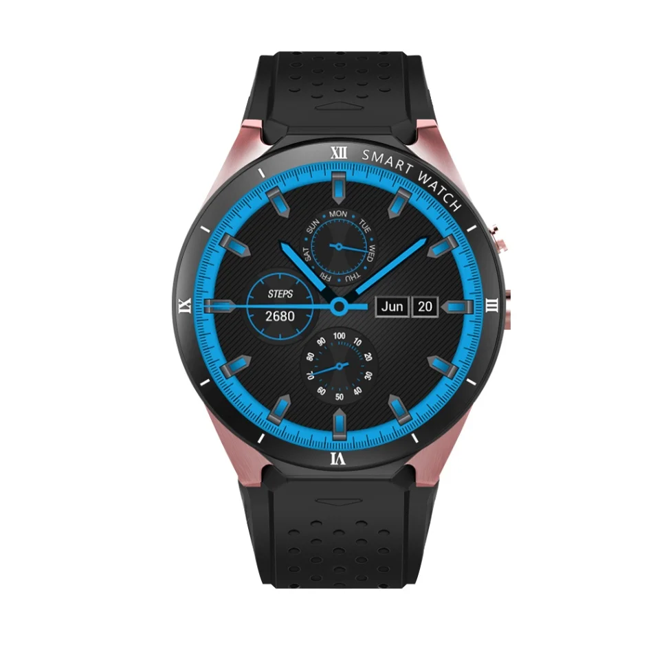Смарт-часы KingWear KW88 Pro gps для мужчин и женщин, 1,39 дюймов, Android 7,0, 1 ГБ, 16 ГБ, MTK6580, фитнес-браслет, трекер, наручные часы, умные часы - Цвет: Gold