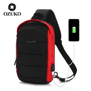 Ozuko стиль груди пакет USB Противоугонная Мужская Грудь пакет корейский стиль повседневная мужская сумка на одно плечо водонепроницаемая ткань Оксфорд C