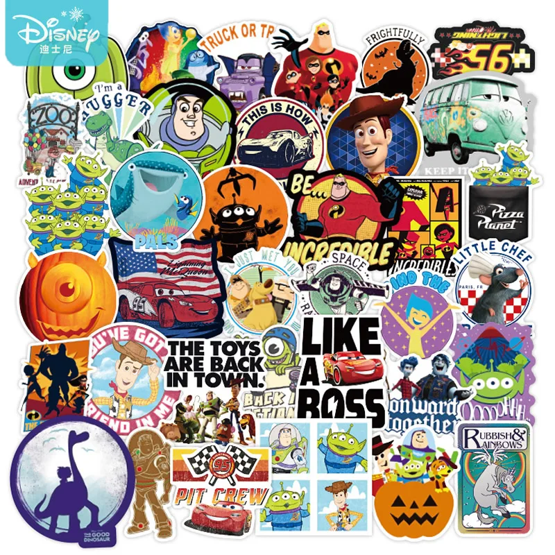 10/30/50 Uds de dibujos animados juguete Disney pegatinas para historias Skateboard guitarra portátil equipaje coche divertido Pixar impermeable pegatinas de juguete para niños de regalo