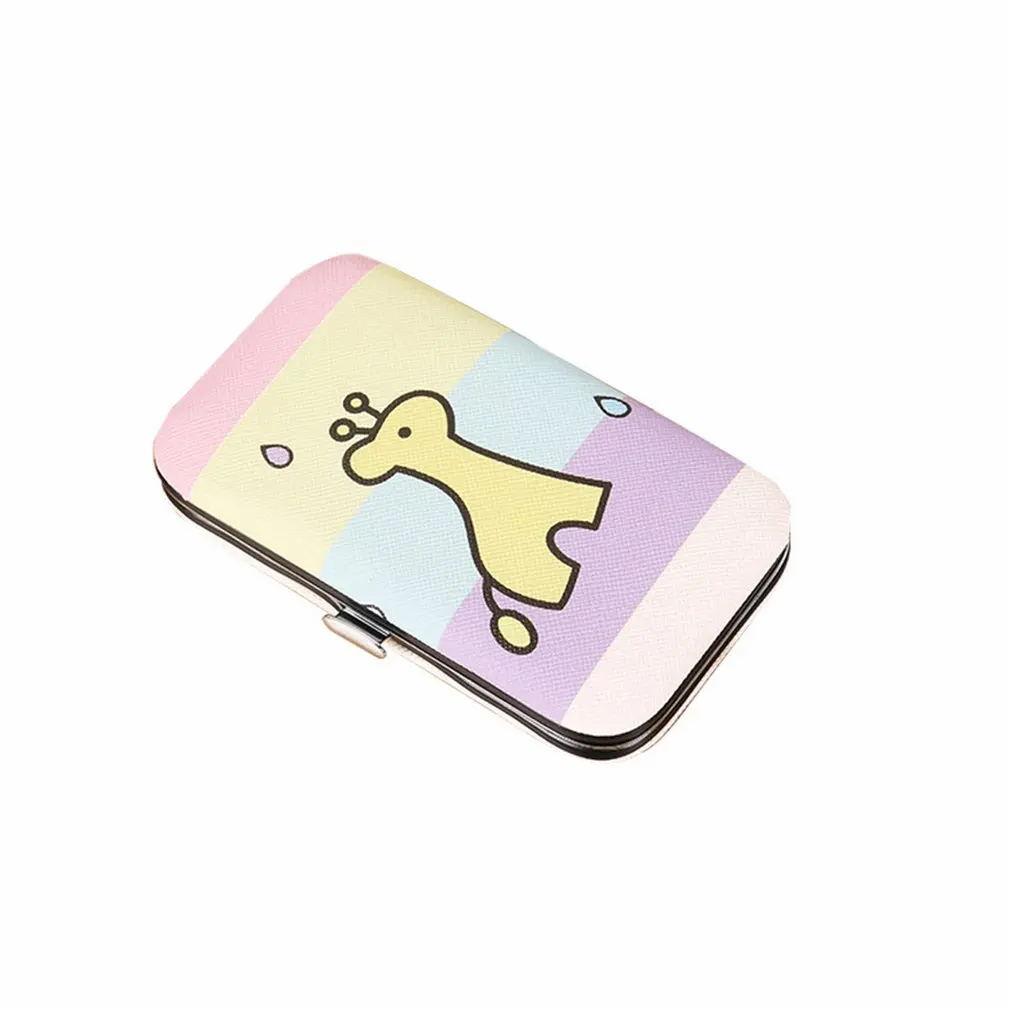 pony Набор ножниц для ногтей с мультяшным принтом, 7 шт. в наборе, кусачки для ногтей, ножницы для бровей, пилочка для ногтей, ложка для ушей, инструменты для маникюра - Цвет: pony