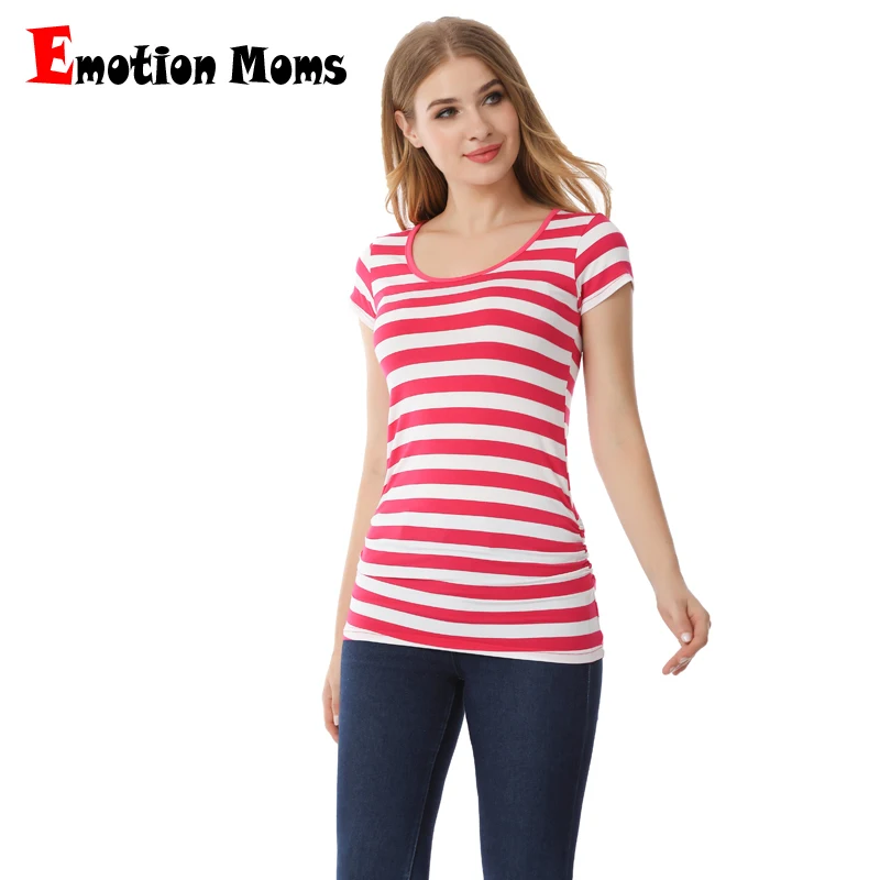 Emotion Moms Summer Pregnant Tshirt Maternity Tops Women Big Size Shirt Solid Color Clothes 2