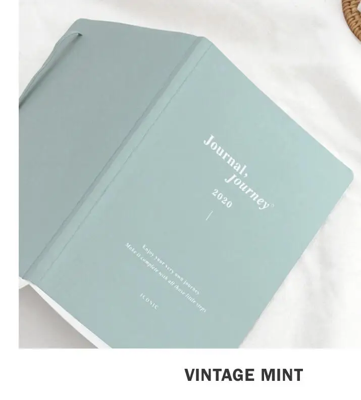 Journal. J чистый цветной кожаный блокнот А5 в твердом переплете 192P ежемесячник еженедельник корейский модный подарок - Цвет: Vintage mint