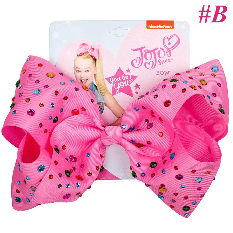 5 ''заколка для волос для маленьких девочек большой JoJo Siwa банты ручной работы заколка для волос с кристаллами Радужная Лента Узел аксессуары для волос головной убор шпильки - Цвет: B