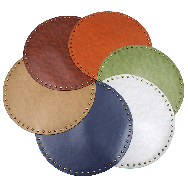 

Luxury Tableware Placemat Creative PU Leather Pad Dining Table Mat Waterproof Heat Insulation Non Slip Placemats Bowl Coaster