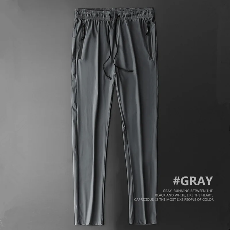 Gray Straight Мужские спортивные штаны для бега с карманами, спортивный, футбольный футбольные штаны, тренировочные спортивные штаны, эластичные леггинсы, Беговые брюки для тренировок - Цвет: Gray Straight