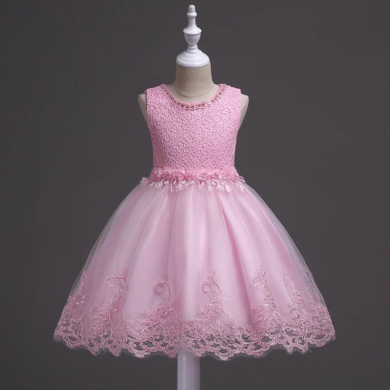 It's Yiya/Платья с цветочным узором для девочек модные платья для причастия с аппликацией и бусинами Детские праздничные платья без рукавов с круглым вырезом для девочек 981