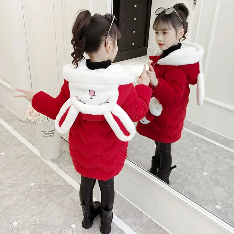 

Girl Winter Cotton Clothing Children's Winter Jacket for Girls Kids Hooded Warm Coats Cotton Padded Parka Girls Cartoon Print