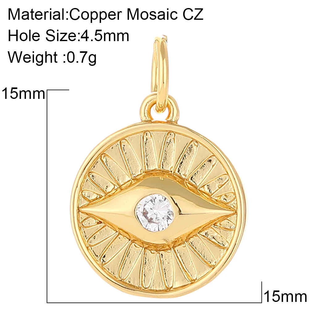Turkish Evil Blue Eye Amulet Charms for Jewelry Making Supplies Gold Lock Charm Diy Pendant Designer Coin Necklace Bracelet CZ