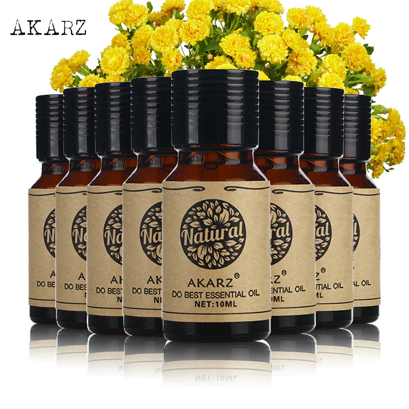 AKARZ Value Meals Lemon Grass Lotus Basil Peppermint Geranium Eucalyptus Bergamot Myrrh Essential Oils 10ml*8 | Красота и здоровье