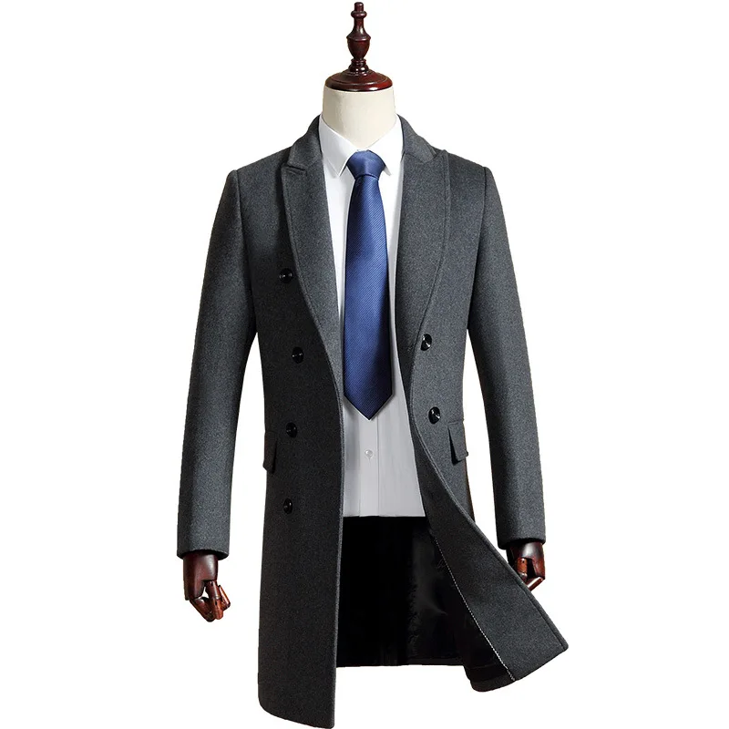 Men's Casual Wool Coat 2019 Winter New Luxury High Quality Thick Warm Business Gentleman Youth Double Breasted Slim long Coat Men's Casual Wool Coat 2019 Winter New Luxury High Quality Thick Warm Business Gentleman Youth Double Breasted Slim long Coat