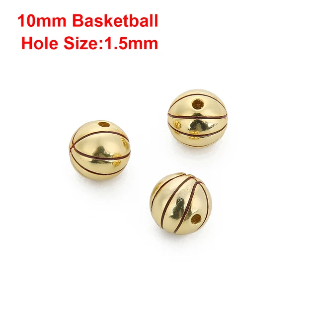 2pcs/lot Copper Rugby basketball baseball beads Copper Spacer Bead Fit DIY Sporting Jewelry Making For Sports Bracelet Warehouse Gold