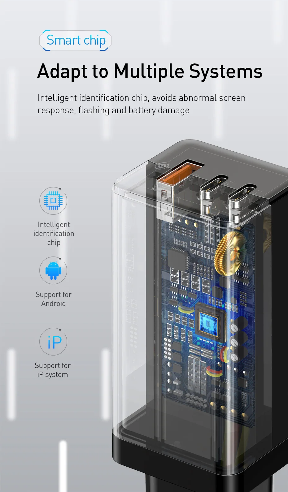 Baseus gan 65w usb c carregador de