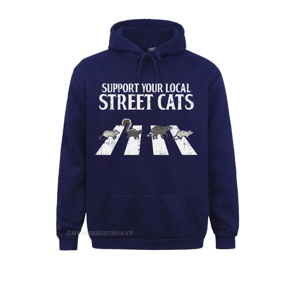 Faddish Male Sweatshirts Support Your Local Street Cats Parody Racoon Skunk Opossum T-Shirt__97A1971 Hoodies  Long Sleeve Hoods Summer Support Your Local Street Cats Parody Racoon Skunk Opossum T-Shirt__97A1971navy