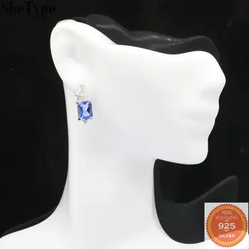 

17x6mm 3.3g Elegant Rich Blue Violet Tanzanite Gift For Sister 925 Solid Sterling Silver Earrings