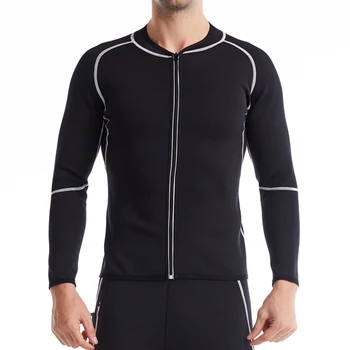 

Men Neoprene Shaperwear Waist Traine Sauna Sweat White line zipper long sleeves Shirt Body Shaper Cincher Corset Slimming Pants