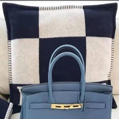 Navy Blue Плед H чехол для подушки из смеси кашемира мягкая шерсть аксессуары для домашнего декора диван кровать тело вязаный розовый с H одеяло чехол для подушки - Цвет: Navy Blue