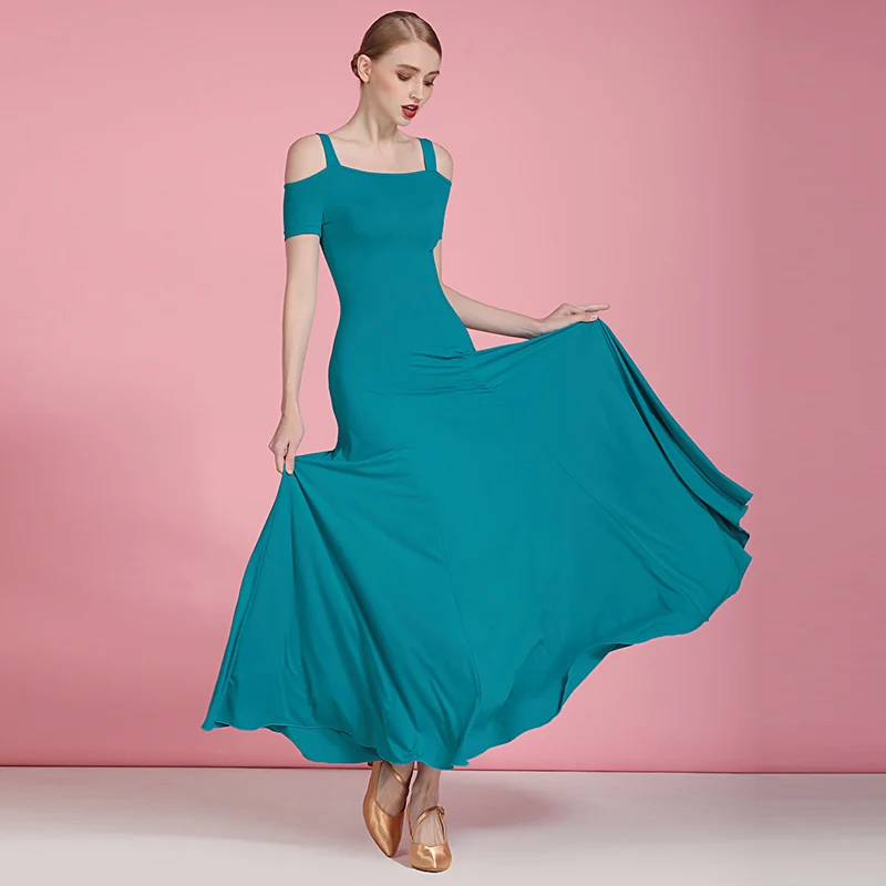Blue Strap Standard Ballroom Dance Dress Waltz Dress For Ballroom Dancing Rumba Dance Costumes