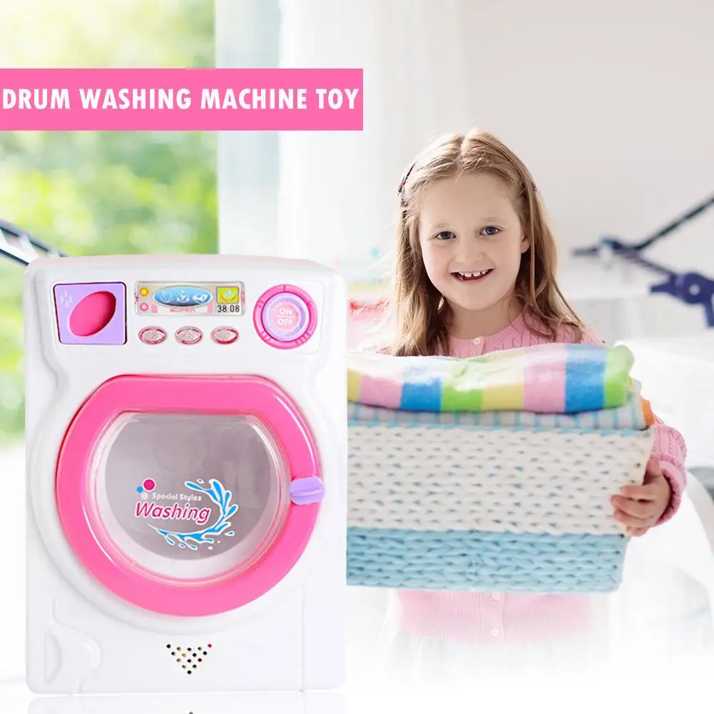 

Simulation Washing Machine Plastics and Electronic Components Children Play Pretend Toy with Lighting Effect Realistic Sound