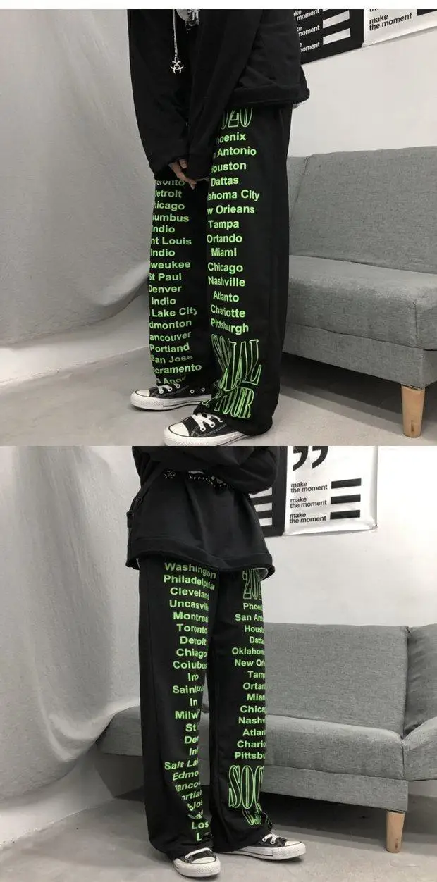 calça de estilo harajuku de cintura alta