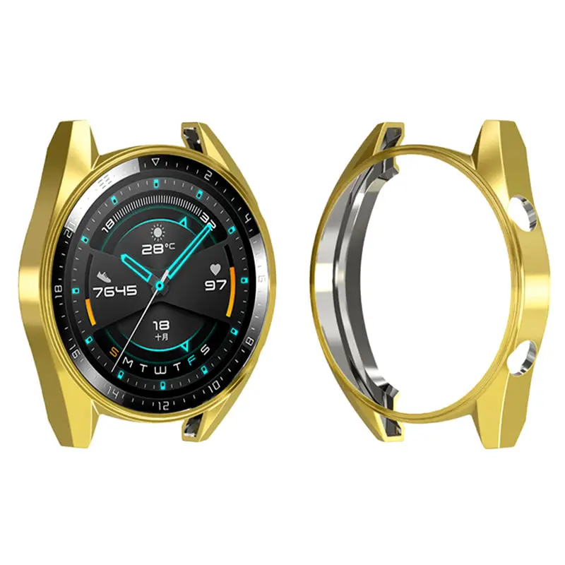 Чехол из ТПУ для huawei watch GT 2 46 мм, ремешок с мягким покрытием, универсальная защитная крышка для экрана, бампер для huawei Watch 2 pro/GT2 46 мм - Цвет ремешка: gold